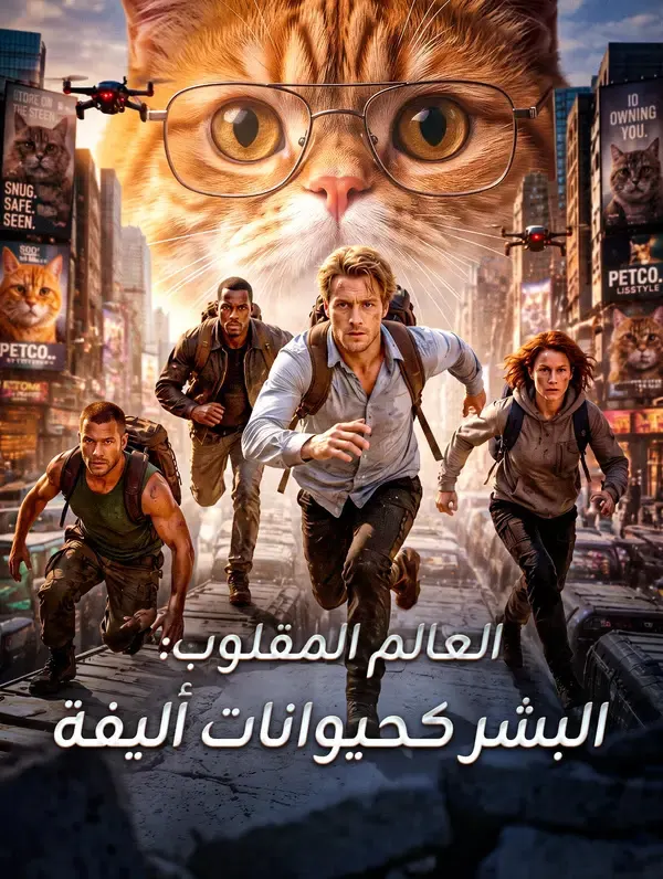 ملصق مسلسل العالم المقلوب: البشر كحيوانات أليفة من الصين